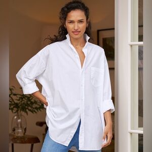 Frank & Eileen Shirley Oversized Button-Up in White Poplin